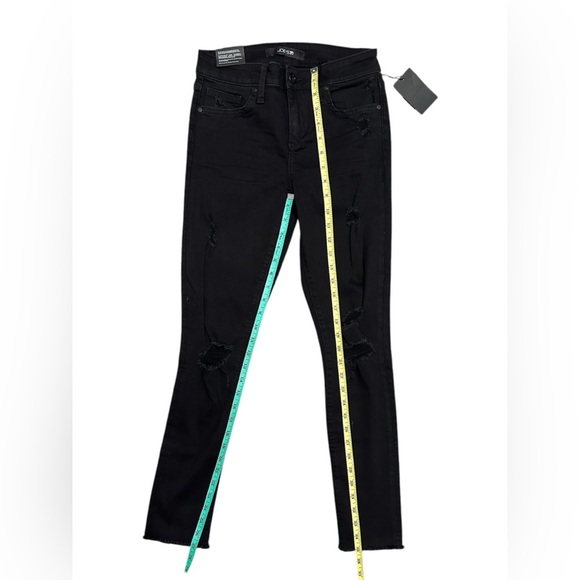 JOE’S Jeans Skinny Ankle Raw Hem Distressed Black Denim Flawless Fabric Size 25 - Picture 5 of 11